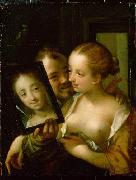 Scherzendes Paar mit einem Spiegel Hans von Aachen
